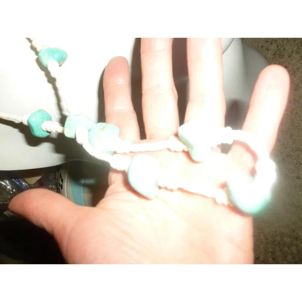 Vintage Southwestern Turquoise Nugget‎ and White Heishe Shell Necklace 24 Inch